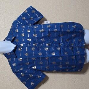 Disneyland Resort Stylish Blue and Gold Button Down Shirt